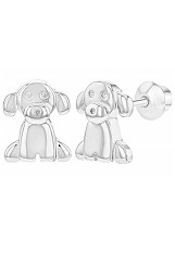 lovely itsy-bitsy puppy silver baby earrings